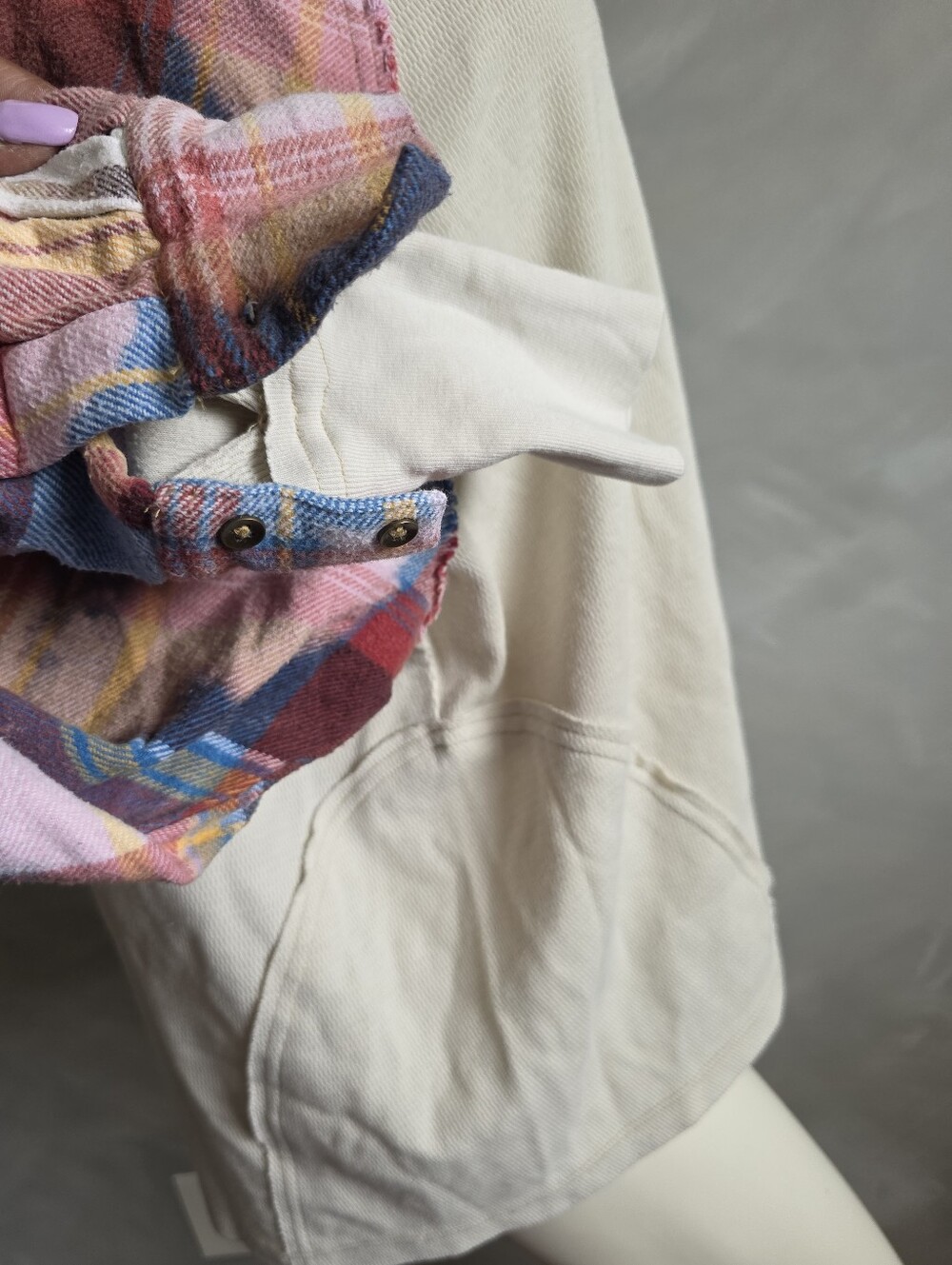 We The Free Isabelle Thermal Plaid Distressed Sleeve Popover Top XS - Picture 8 of 14